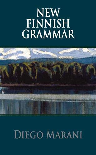 Book cover: "New Finnish Grammar" by Diego Marani with landscape art.