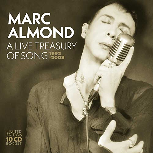 Marc Almond album cover: singer with vintage microphone, sepia tone.