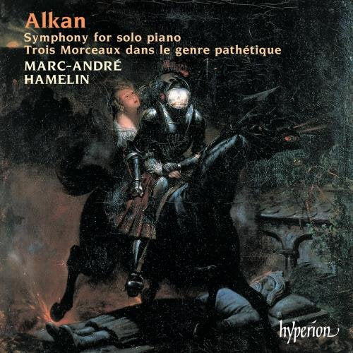 Cover art of "Alkan: Symphony for Solo Piano" by Marc-André Hamelin, featuring a dark, dramatic scene.