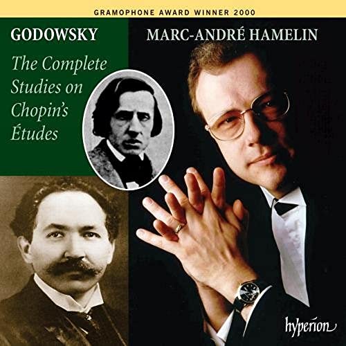 CD cover featuring pianist Marc-André Hamelin and portraits of composers.