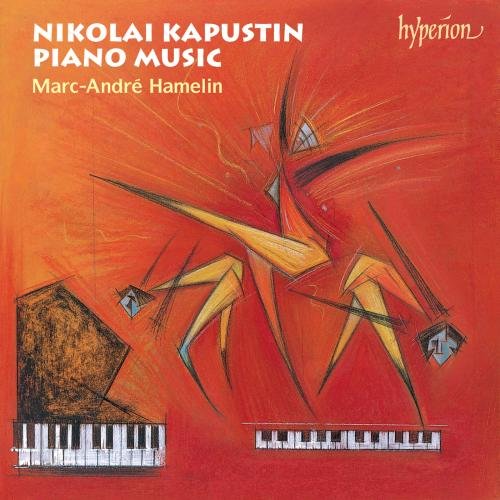 Abstract art cover with piano keys and angular shapes, titled "Nikolai Kapustin Piano Music."