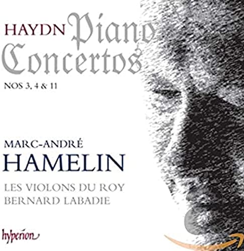 CD cover featuring Haydn piano concertos, pianist Marc-André Hamelin’s face.