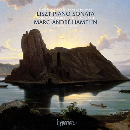 CD cover: painting of a rocky island in a calm lake, text overlay.