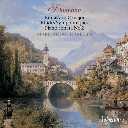 CD cover: landscape painting with town, bridge, and text details.