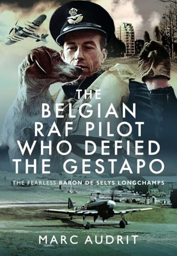 Book cover featuring a pilot in uniform with a dog, an airplane, and text.