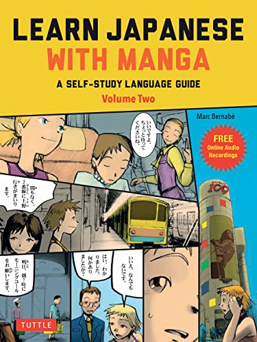 Book cover for Learn Japanese with Manga Volume Two featuring various manga comic panels.