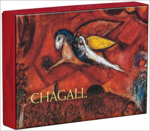 Red box with Chagall’s painting of a horse and flying bird.