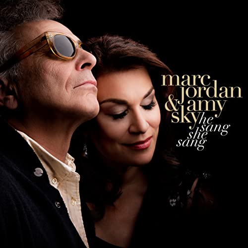 Marc Jordan and Amy Sky album cover, close-up portrait of two people.