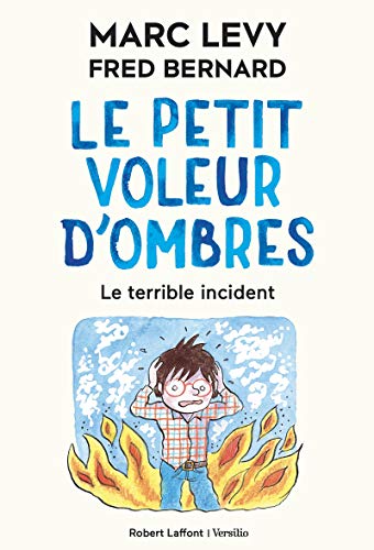 Book cover: “Le Petit Voleur D'Ombres” with illustration of a boy and flames.
