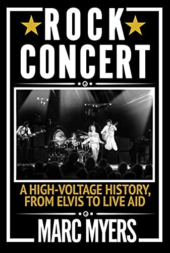 Book cover: "Rock Concert" with a black and white concert photo.