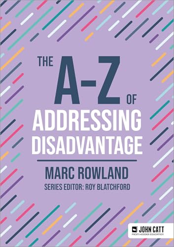 Book cover titled The A-Z of Addressing Disadvantage by Marc Rowland on purple background.