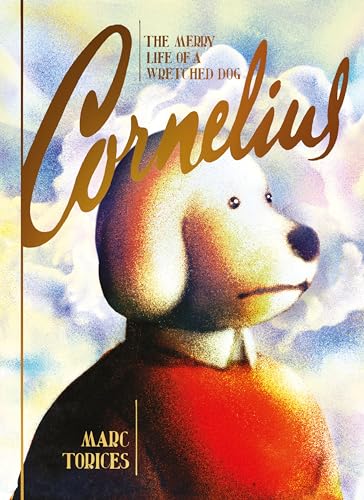 Book cover illustration of a dog wearing a collared shirt against a cloudy background.