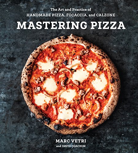 Book cover for Mastering Pizza featuring a wood-fired pizza on a dark textured background.
