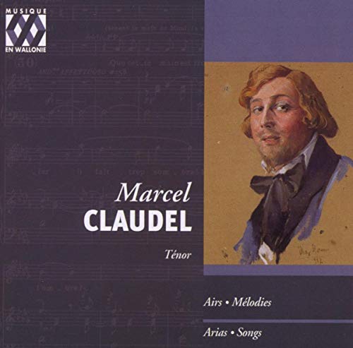 CD cover featuring a portrait of composer Marcel Claudel and musical notation.