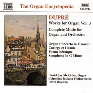 CD cover for Marcel Dupré organ concerto with a townscape painting.