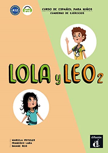 “Lola y Leo 2” Spanish workbook cover with illustrated children and text.