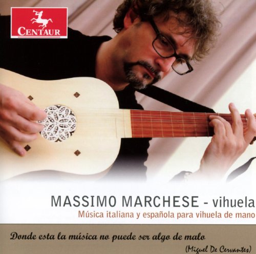 Man playing a Renaissance-era lute, CD cover for Italian and Spanish music.