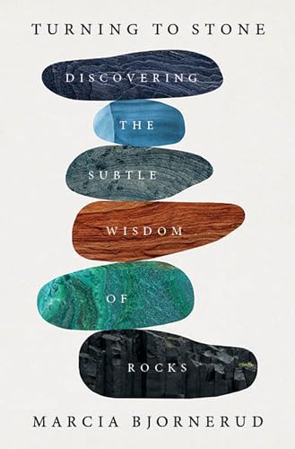 Book cover with a vertical stack of six colorful, textured stones against a white background.
