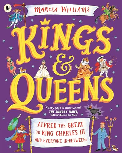 Book cover: “Kings & Queens” with illustrated royal figures and text.