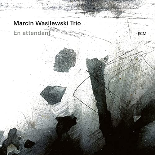 Album cover for Marcin Wasilewski Trio En Attendant with abstract black ink on white.