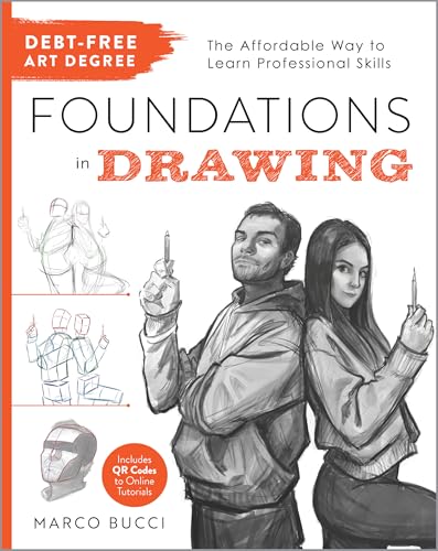 Book cover: "Foundations in Drawing" with sketched figures and portraits.
