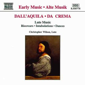 CD cover for Dall'Aquila and Da Crema Lute Music featuring a portrait of a man.