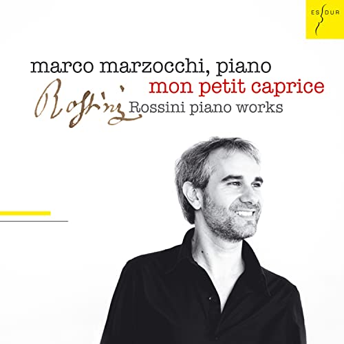 CD cover featuring pianist Marco Marzocchi and text “Rossini Piano Works”.