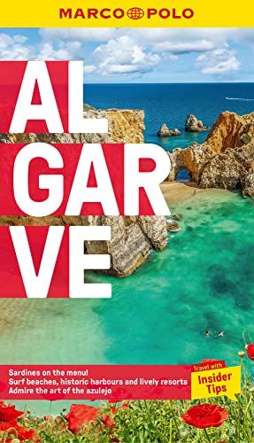 Red Algarve travel guide cover with coastal cliffs and turquoise water.