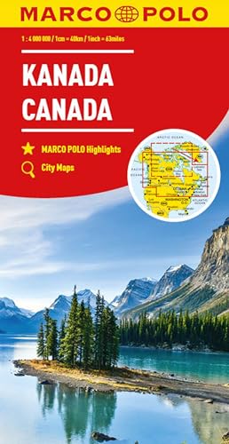 Red Canada map cover with landscape photo and map inset.