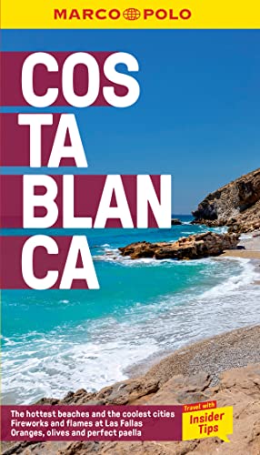 Costa Blanca travel guide cover with beach and rocky coastline image.