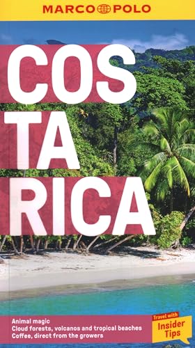 Costa Rica travel guide cover with lush green landscape and white text.