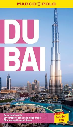 Dubai travel guide cover featuring the Burj Khalifa skyscraper and city skyline.