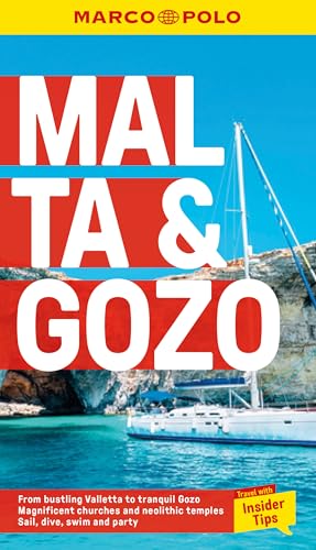 Cover of a Malta and Gozo Marco Polo travel guide featuring a sailboat.