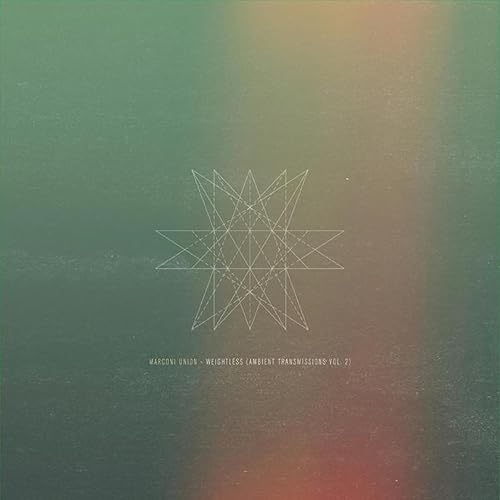 Vinyl record cover: abstract geometric design on a blurred green-red gradient.