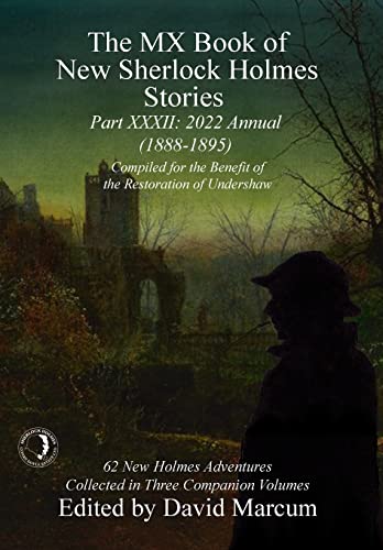 Book cover: Sherlock Holmes silhouette before ruined castle, title text.