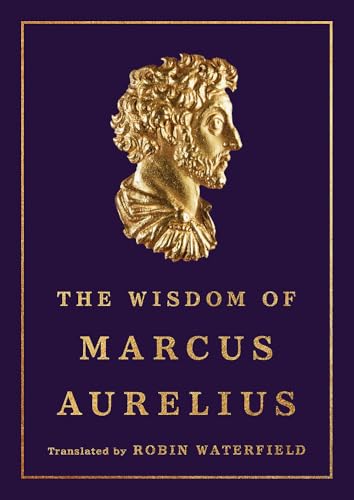 Book cover featuring a golden bust of Marcus Aurelius on a purple background.