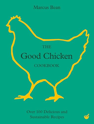 Green cookbook cover with a yellow line-art chicken illustration.