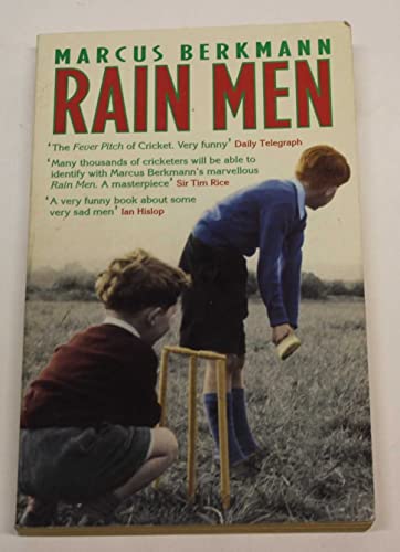 Book cover: "Rain Men" by Marcus Berkmann, featuring two boys with cricket gear.