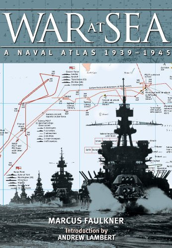 Book cover: “War at Sea” naval atlas with ships and maps.