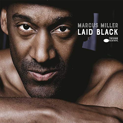 Close-up portrait of Marcus Miller, album cover for “Laid Black” CD.