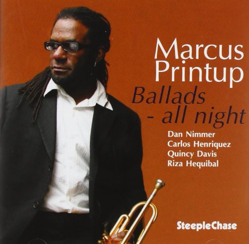 CD cover featuring Marcus Printup with trumpet, text, and orange background.