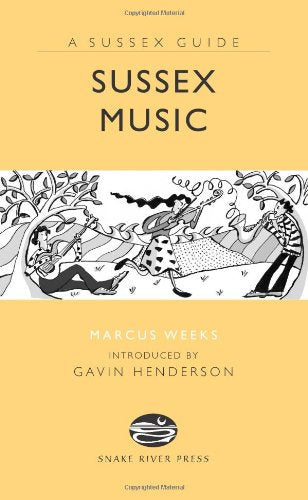 Book cover: “Sussex Music” with illustration of musicians playing instruments.