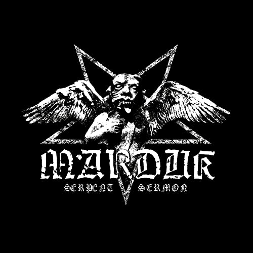 Black and white album cover featuring a winged demonic figure and text.