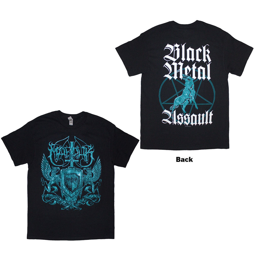 Black unisex t-shirt, XX-Large, with a black metal-themed graphic on the back.