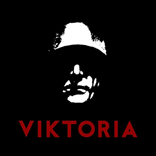 Black and white image of a person in a hat, with "VIKTORIA" text.