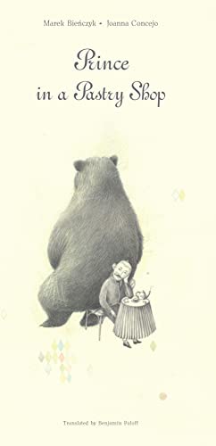 Book cover: bear looking at a person and pastry shop counter.