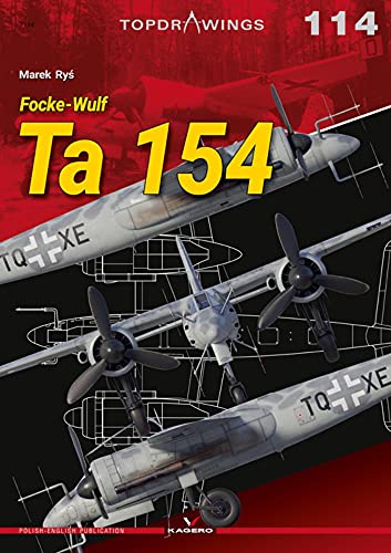 Focke-Wulf Ta 154 aircraft cover with blueprint details and German markings.