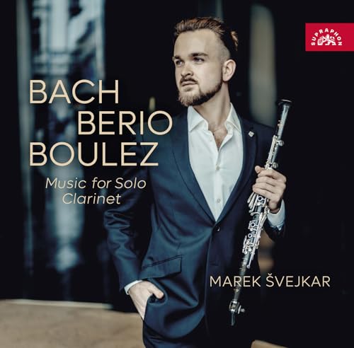 Clarinetist Marek Svejkar on CD cover, with composers’ names listed.
