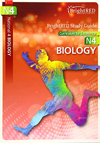 Bright Red National 4 Biology study guide cover with colorful runner silhouette.