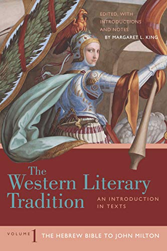 Book cover: "The Western Literary Tradition, Volume 1" with medieval art.